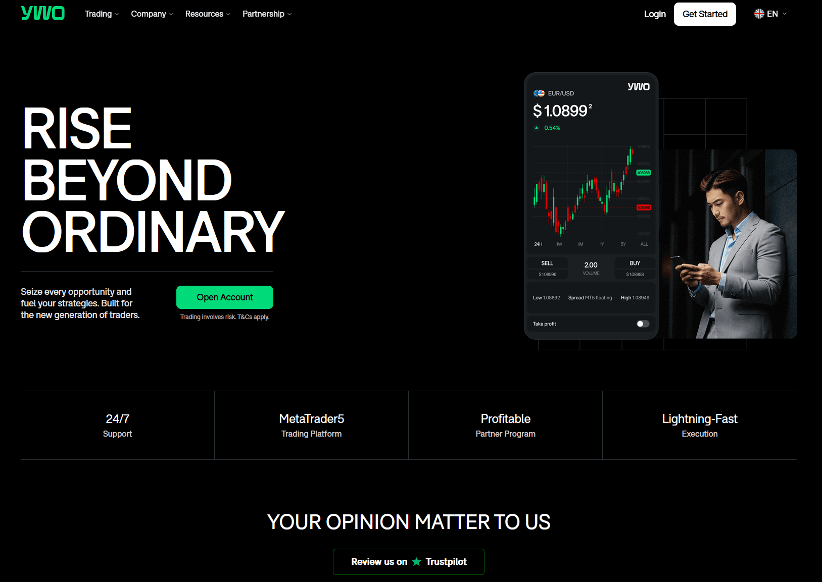 YWO marketing website project screenshot